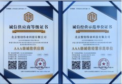 AAA级诚信供应商与AAA级诚信经营示范单位证书